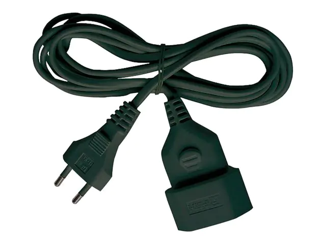 Brennenstuhl H03VVH2-F 2x0.75 - Spannungsversorgungs-Verlängerungskabel - IEC 60906-1 (W) zu Eurostecker (M) - 5 m - flach - Schwarz