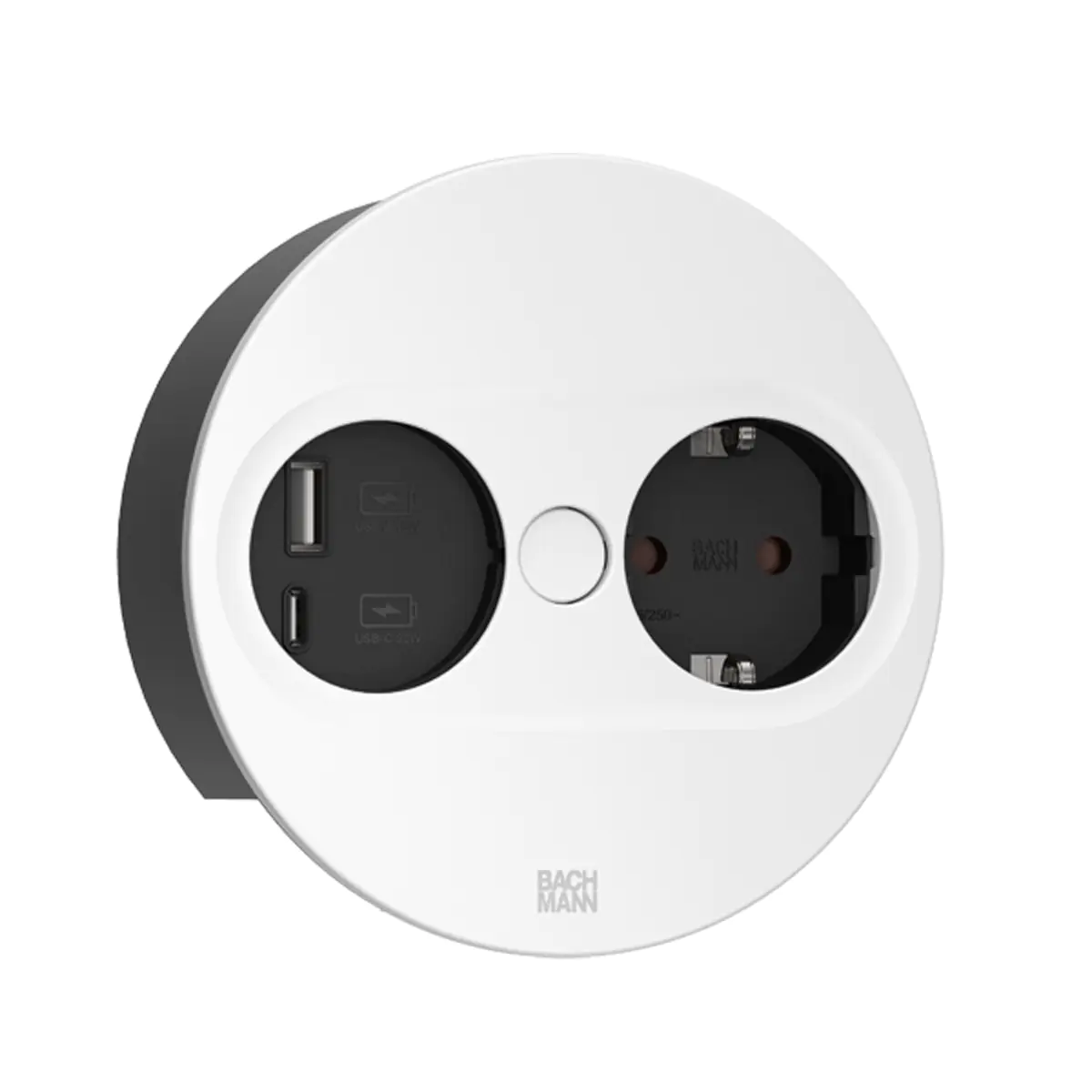 Bachmann TWIST 2 1xUTE 1xUSB A/C 0.2m GST18 silber rund