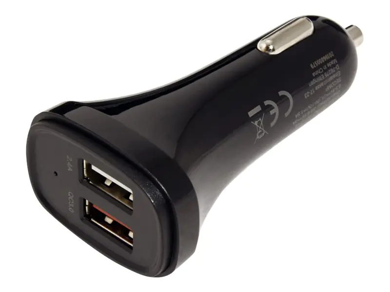 Value - Auto-Netzteil - 18 Watt - 3 A - QC 3.0 - 2 Ausgabeanschlussstellen (2 x USB) - Schwarz