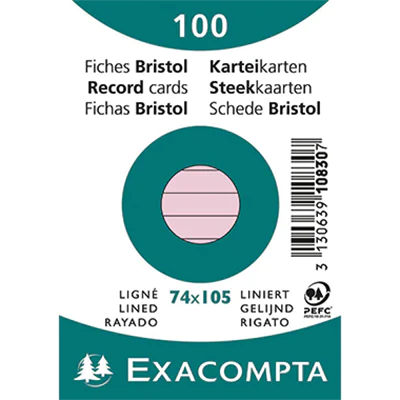 Exacompta Karteikarte 10830SE DIN A7 liniert rosa 100 St./Pack.