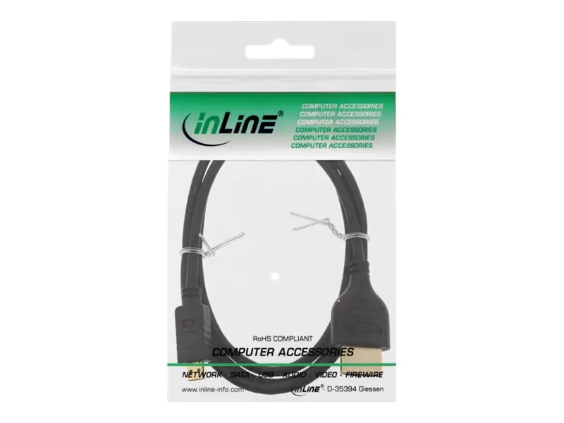 InLine - HDMI-Kabel mit Ethernet - 19 pin micro HDMI Type D männlich zu HDMI männlich - 1 m - Dreifachisolierung - Schwarz - 4K Unterstützung