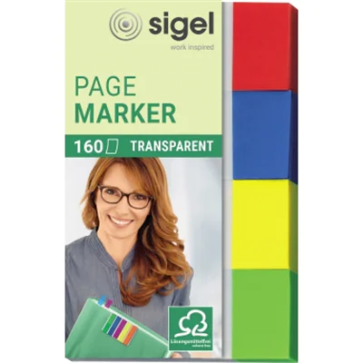 SIGEL Haftmarker Transparent HN670 20x50mm farbig sortiert 4 St./Pack.