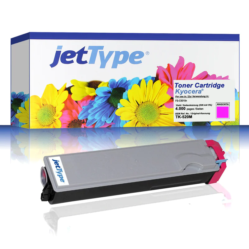 jetType Toner kompatibel zu Kyocera/Mita 1T02HJBEU0 TK520M Magenta 4.000 Seiten 1 Stück