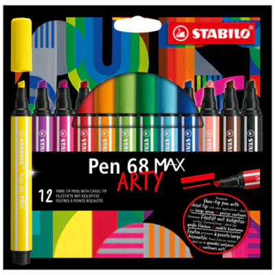 STABILO® Fasermaler Pen 68 MAX "ARTY" 1-5mm farbig sortiert nicht auswaschbar 12 St./Pack.
