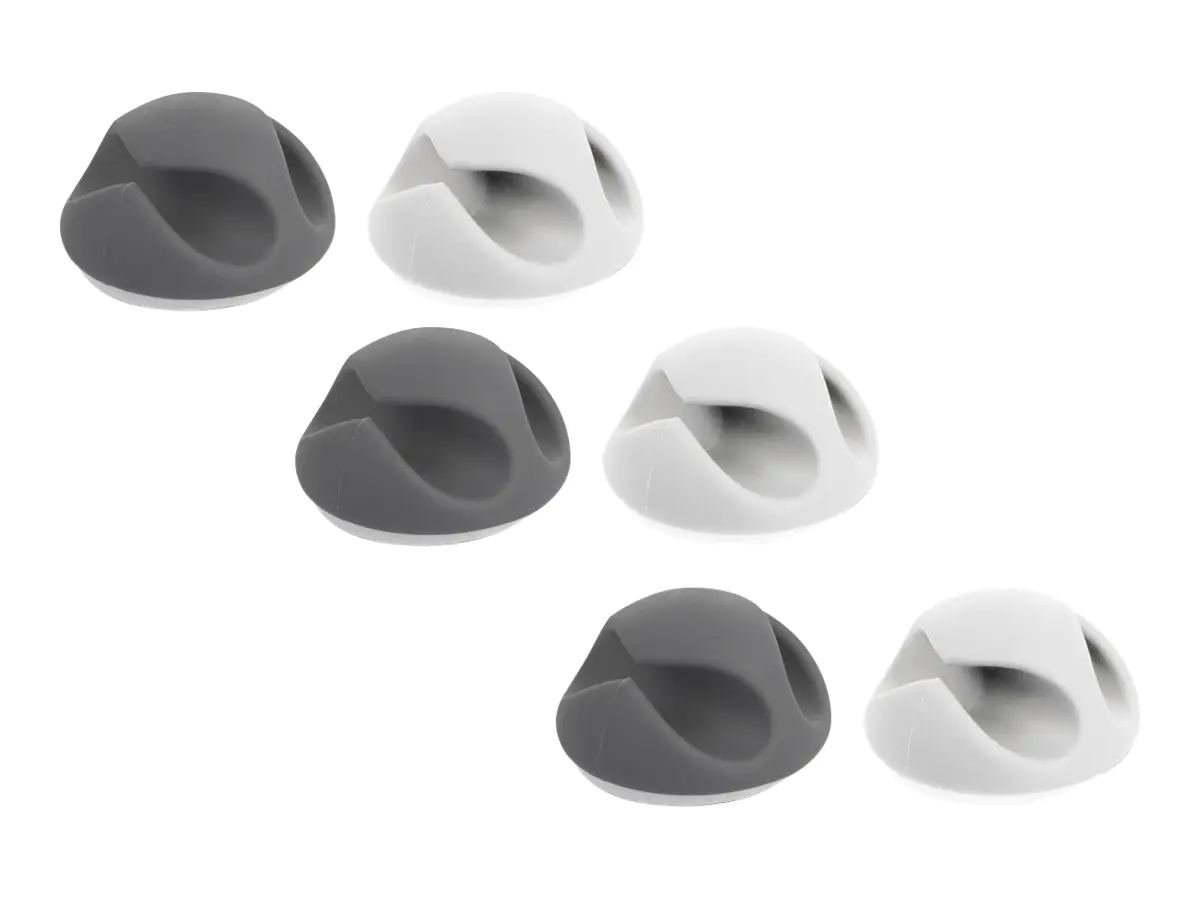 Delock with 2 feed-throughs - Kabelhalter-Kit - Tisch montierbar, Oberfläche montierbar, geeignet für Wandmontage - Grau, weiß