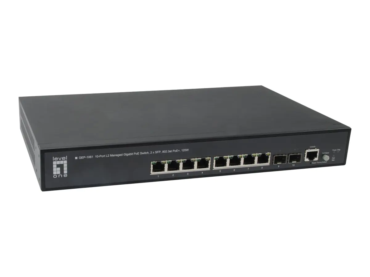 LevelOne GEP-1061 - Switch - managed - 8 x 10/100/1000 (PoE+) + 2 x SFP - Desktop - PoE+ (125 W)