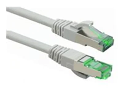 Helos - Patch-Kabel - RJ-45 (M) zu RJ-45 (M) - 1.5 m - 6 mm - SFTP, PiMF - CAT 7 (Kabel) / CAT 6a (Anschlüsse) - IEEE 802.3af/IEEE 802.3at/IEEE 802.3bt - halogenfrei, Knickschutzmanschette - Grau