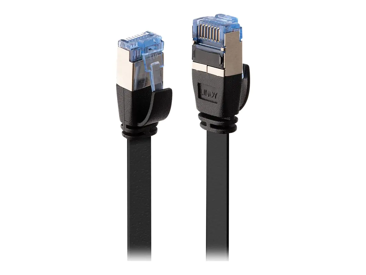 Lindy - Patch-Kabel - RJ-45 (M) bis RJ-45 (M) - 10 m - U/FTP - CAT 6a - geformt, ohne Haken, flach - Schwarz