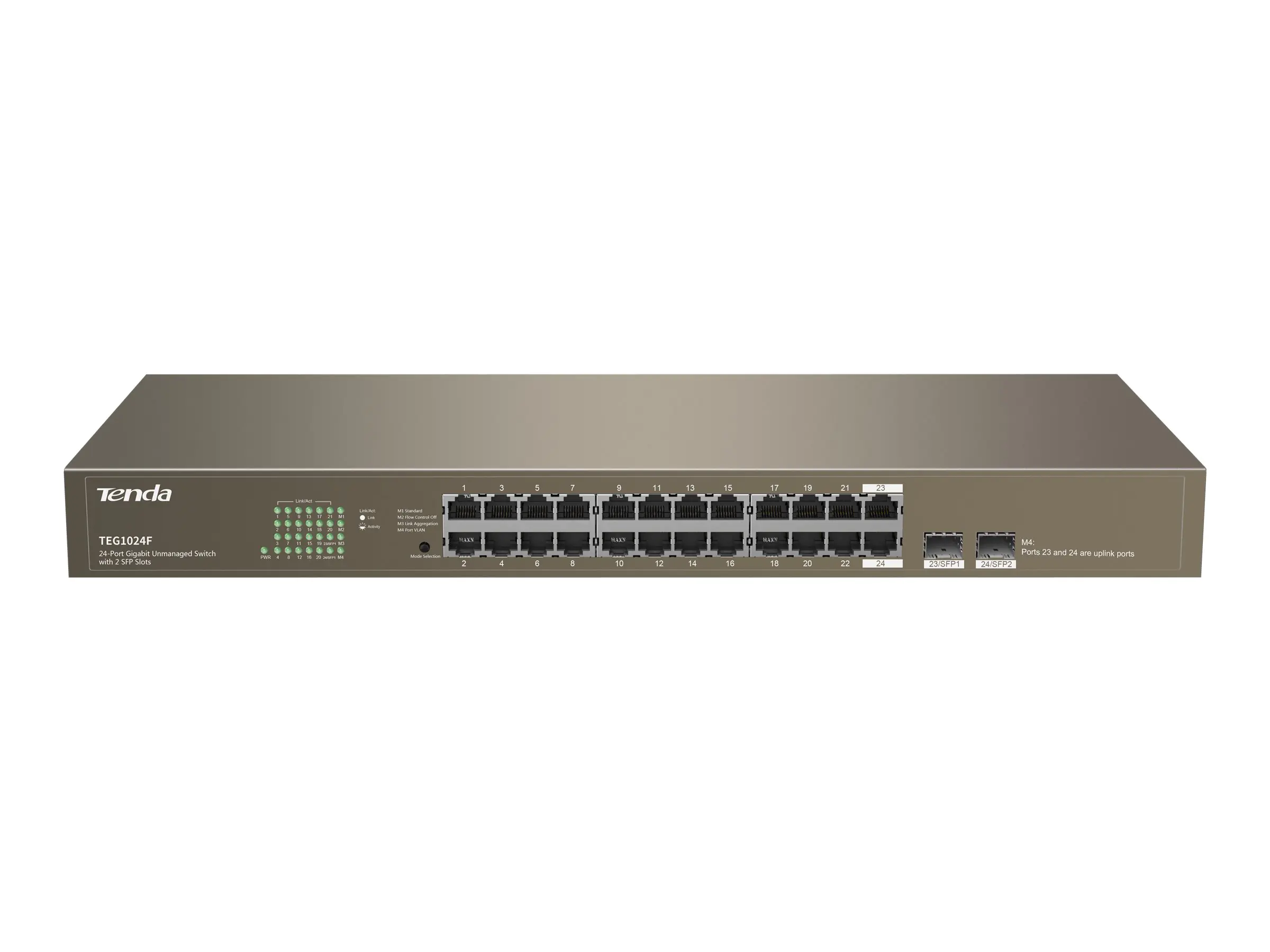 Tenda TEG1024F - Switch - unmanaged - 24 x 10/100/1000 + 2 x Kombi-Gigabit-SFP - Desktop, an Rack montierbar
