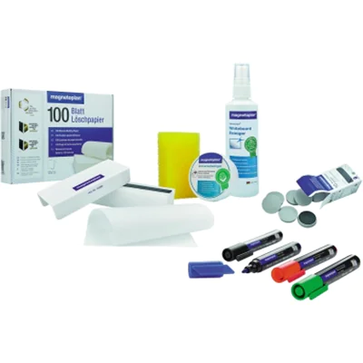 Diverse Magnetoplan 12299, Zubehörset, Mehrfarbig, Schwarz, Blau, Grün, Rot, Board cleaning cloth, Tafelreinigungsflüssigkeit, Tafelwischer, Tafelmagnet, Tafelmarker