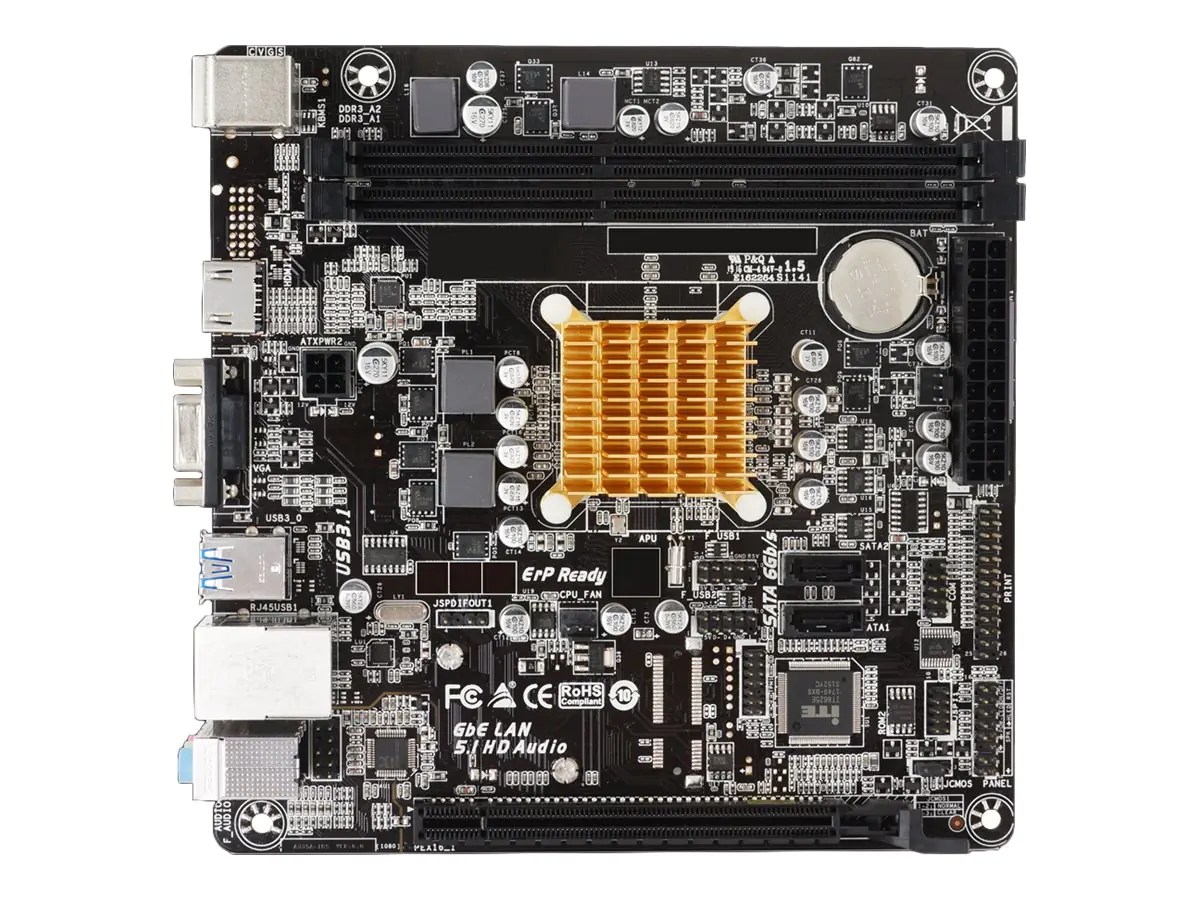 Biostar A68N-2100K - Motherboard - Mini-ITX - AMD E1 6010 - USB 3.2 Gen 1 - Gigabit LAN - Onboard-Grafik - HD Audio (8-Kanal)