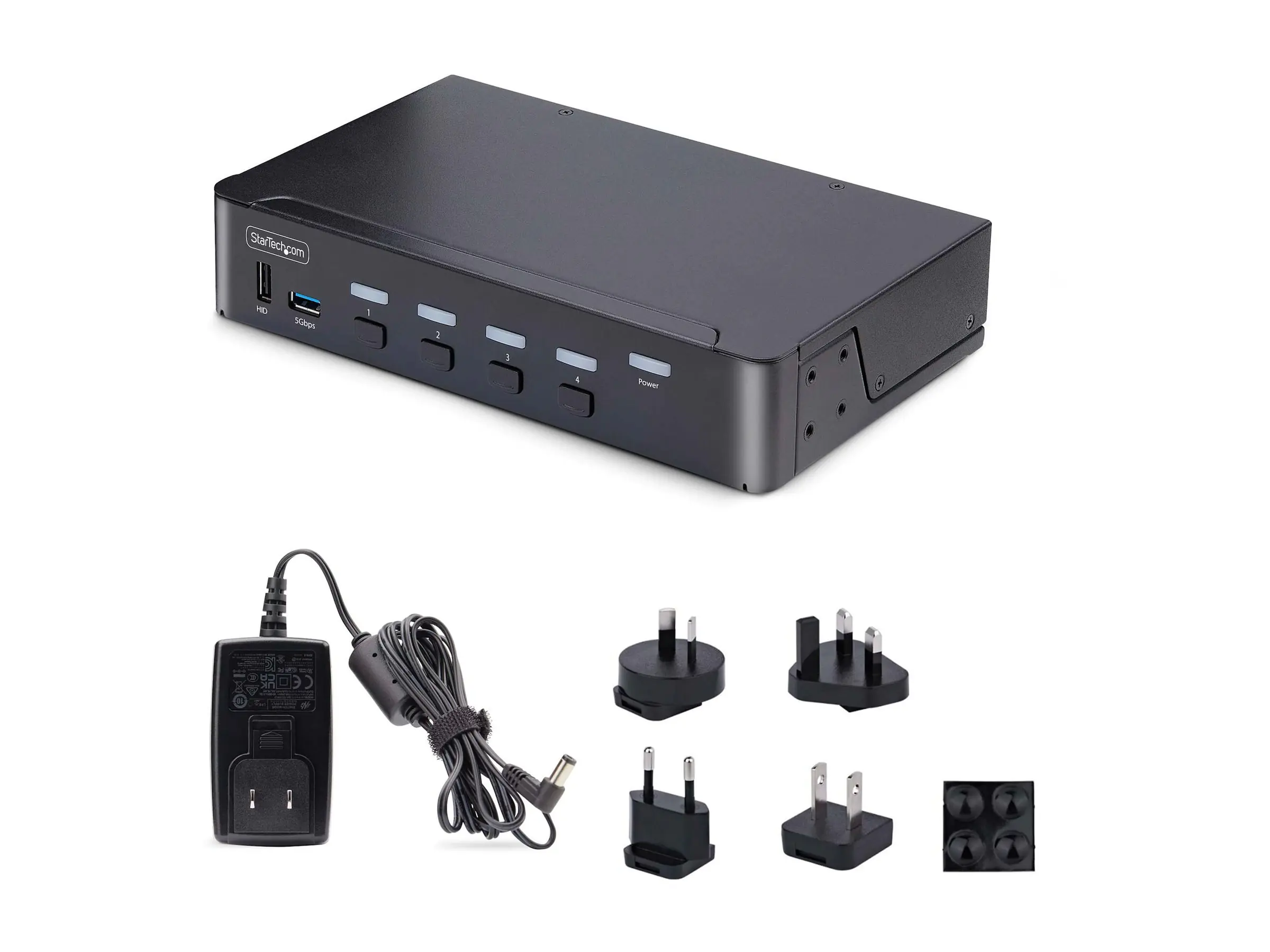 StarTech 4-Port DisplayPort 1.4 KVM Switch, 8K 60Hz / 4K 144Hz, 2x USB 3.0 Ports, 4x USB 2.0 Ports, Hotkey Switching, TAA Compliant (D86A2-4-PORT-8K-KVM) - KVM-/Audio-/USB-Switch - 4 x KVM/Audio/USB - 1 lokaler Benutzer - Desktop - TAA-konform