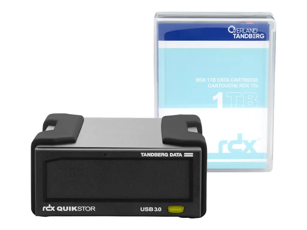 Overland-Tandberg O-T RDX Laufwerkskit mit 1TB Kassette, extern, schwarz, USB3+, Speicherlaufwerk, RDX-Kartusche, USB 3.2 Gen 1 (3.1 Gen 1), HDD, Schwarz, UL 60950, CSA C22.2 No. 60950, IEC 60950/ EN60950 FCC 47CFR, part 15, class B, CISPR22, class