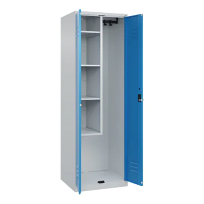 C+P Putzmittelschrank Classic PLUS 600 x 1.850 x 500 mm (B x H x T) Stahl Farbe der Front: lichtblau Farbe des Korpus: lichtgrau