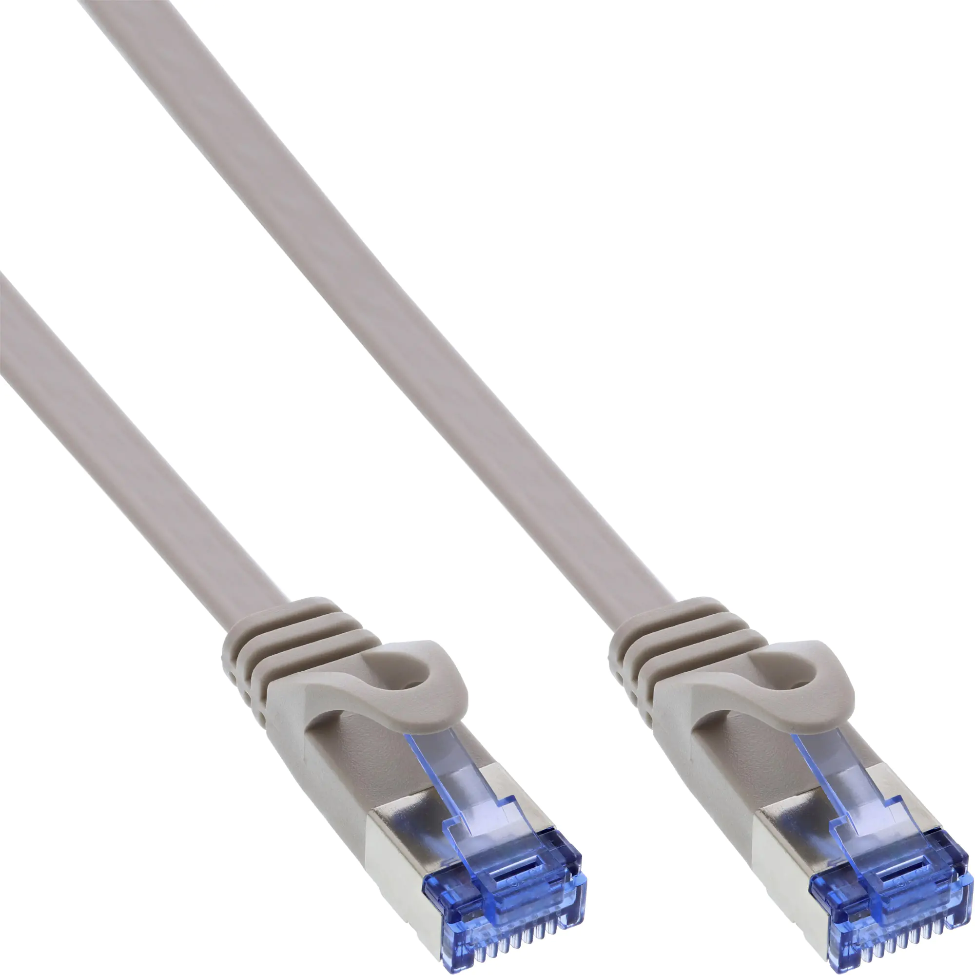 InLine - Patch-Kabel - RJ-45 (M) zu RJ-45 (M) - 3 m - U/FTP, PiMF - CAT 6a - geformt, flach - Grau
