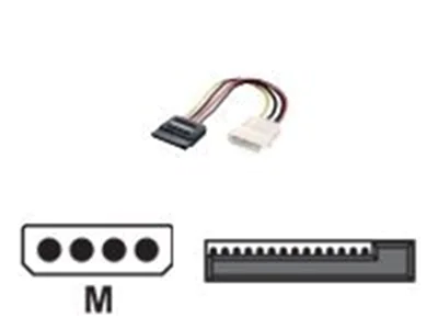 Equip - Netzteil - interne Stromversorgung, 4-polig (M) zu SATA-Stromstecker (M) - 15 cm