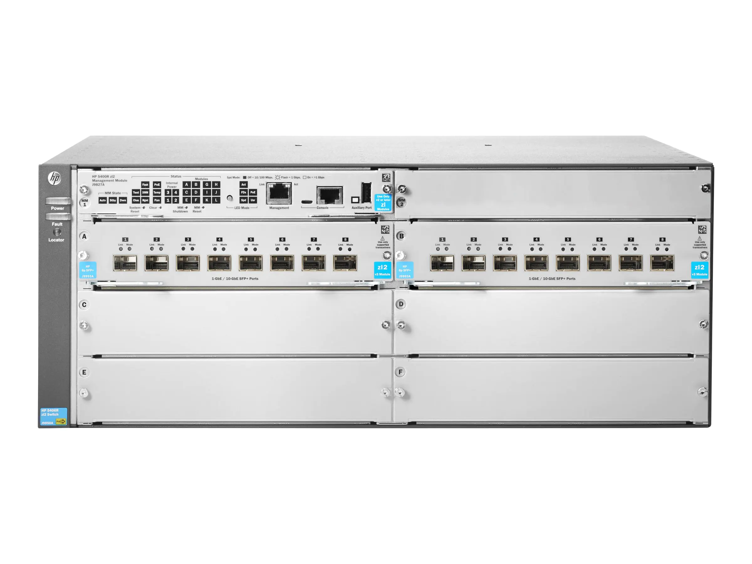 HPE Aruba 5406R 16-port SFP+ (No PSU) v3 zl2 - Switch - managed - 16 x 1 Gigabit / 10 Gigabit SFP+ - an Rack montierbar