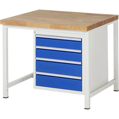RAU Werkbank 8000 1.000 x 840-1.040 x 900 mm (B x H x T) enzianblau lichtgrau