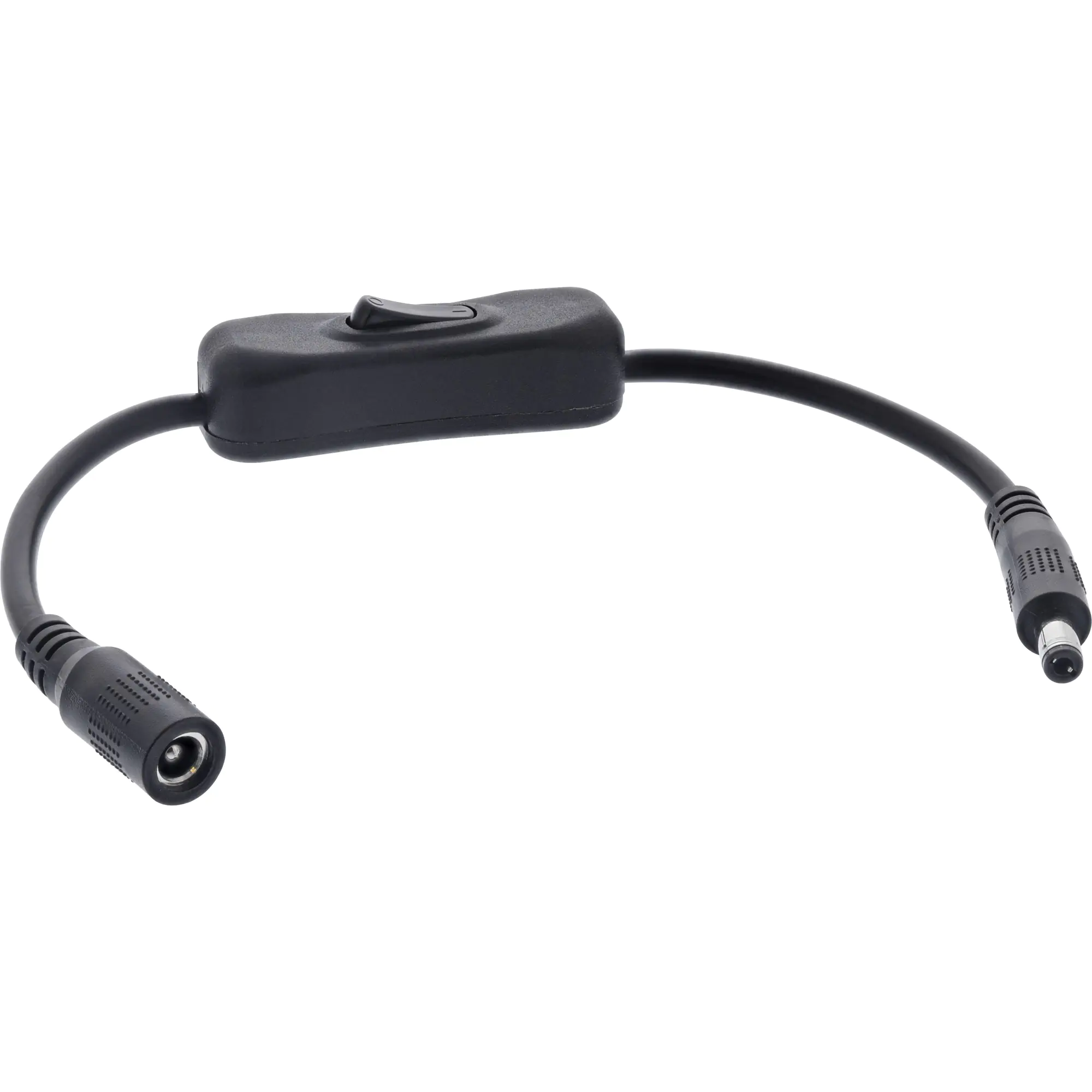 InLine DC Kabel mit Schalter - DC ST/BU 5,5x2,5mm - AWG 18 - schwarz - 0,20m