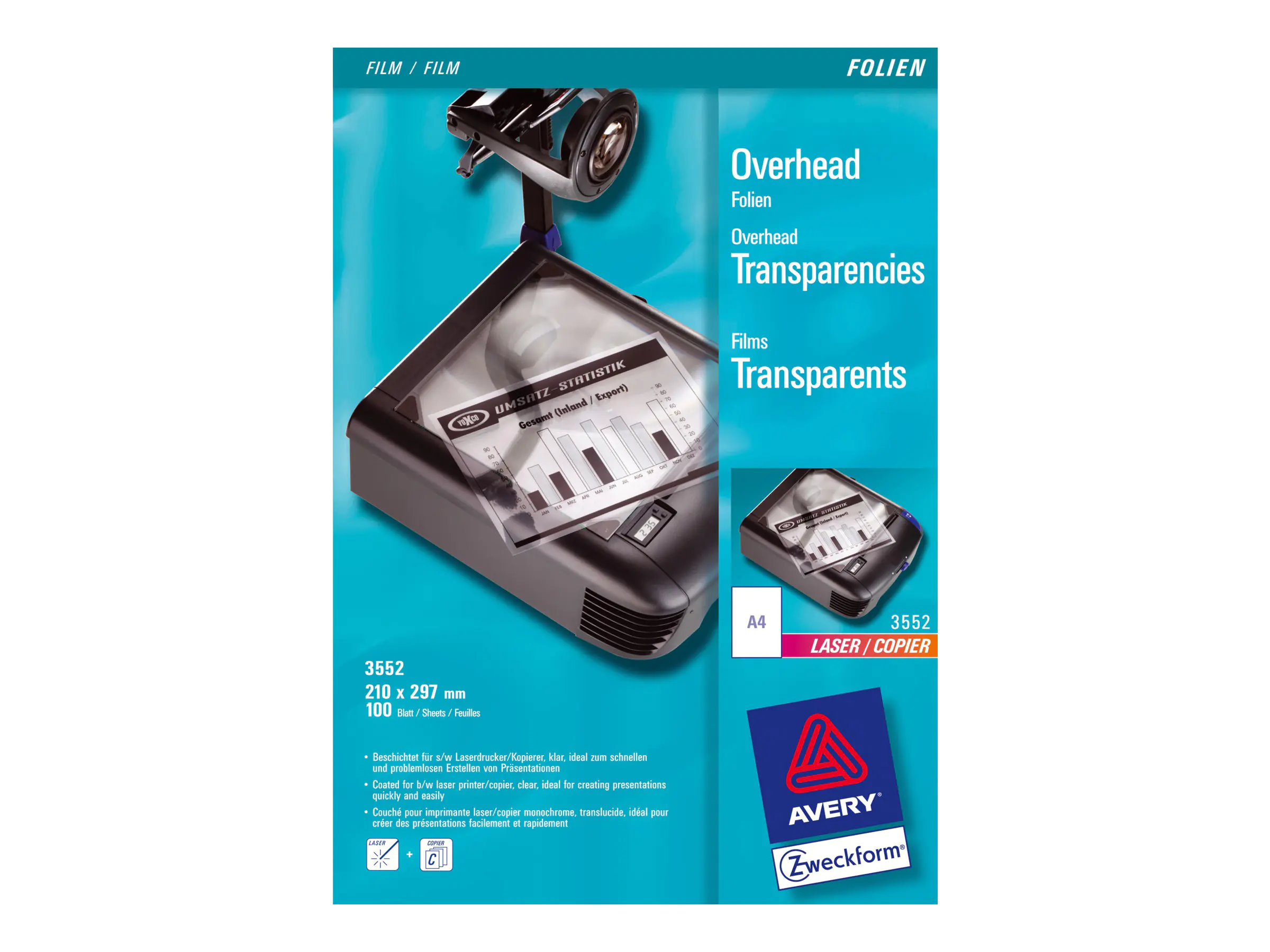 Avery Zweckform Avery - Beschichtet - A4 (210 x 297 mm) 100 Blatt 3552