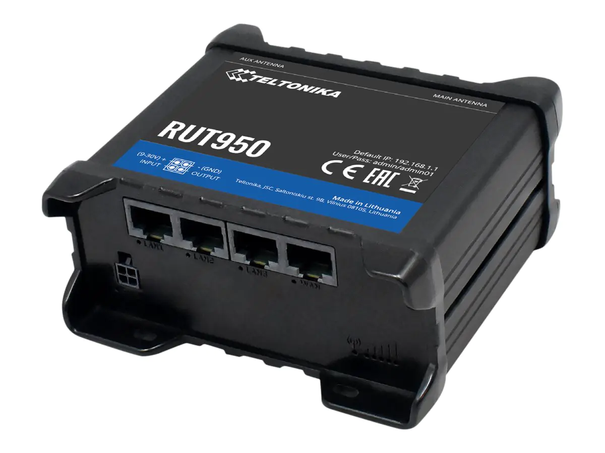 Teltonika RUT950 - Wireless Router - WWAN - 4-Port-Switch - 802.11b/g/n - 2,4 GHz - 3G, 4G