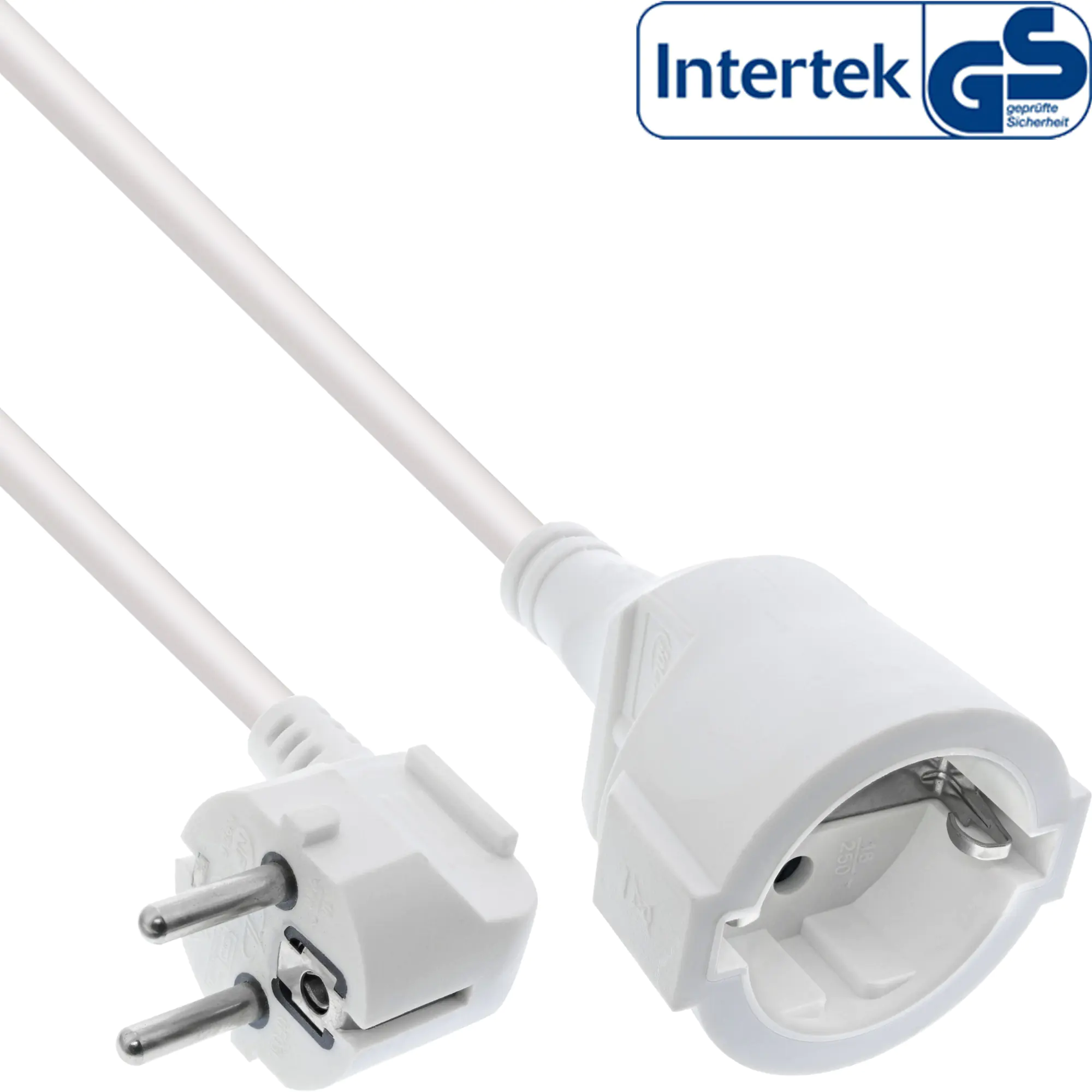 InLine Strom-Verlängerung Schutzkontakt Stecker gewinkelt / Buchse - weiß - 5m 16405U