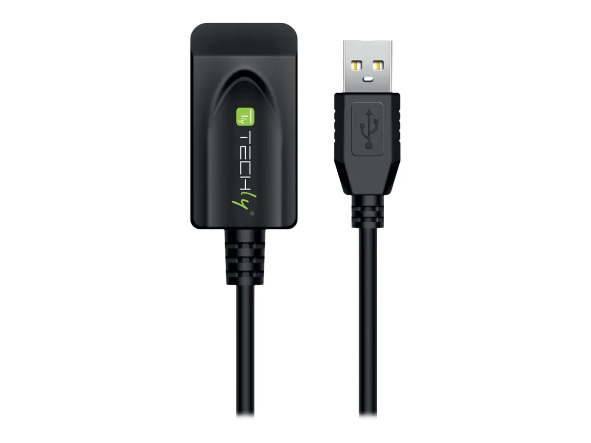 TECHly - USB-Verlängerungskabel - USB (W) zu USB (M) - USB 2.0 - 20 m - aktiv, aktiver Repeater - Schwarz