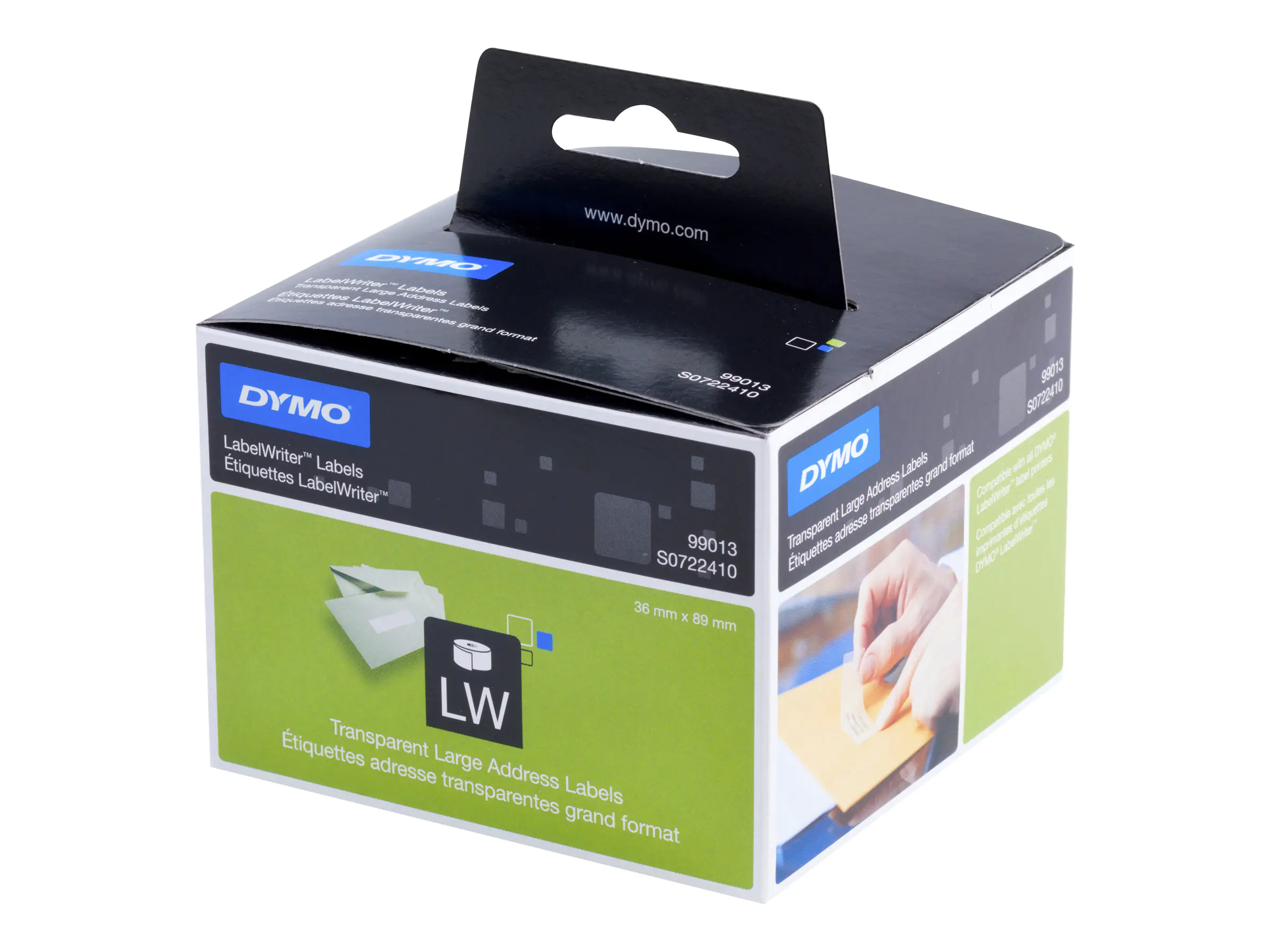 Dymo LabelWriter - Kunststoff - permanenter Klebstoff - durchsichtig - 36 x 89 mm 260 Etikett(en) (1 Rolle(n) S0722410