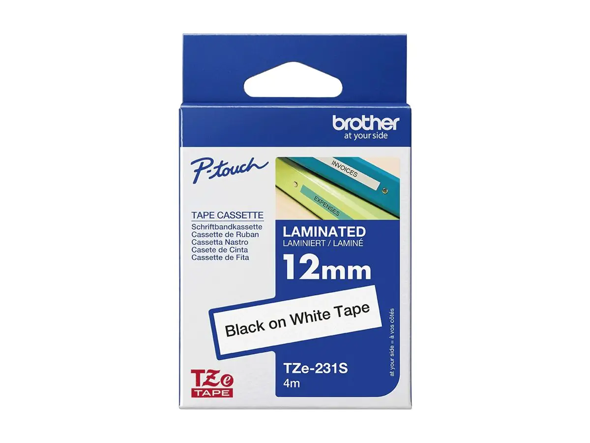 Brother TZe231S - Laminiertes Band - Schwarz auf Weiß - Rolle 1.2 cm x 4 m 1 n - Original - Farbband TZE231S2