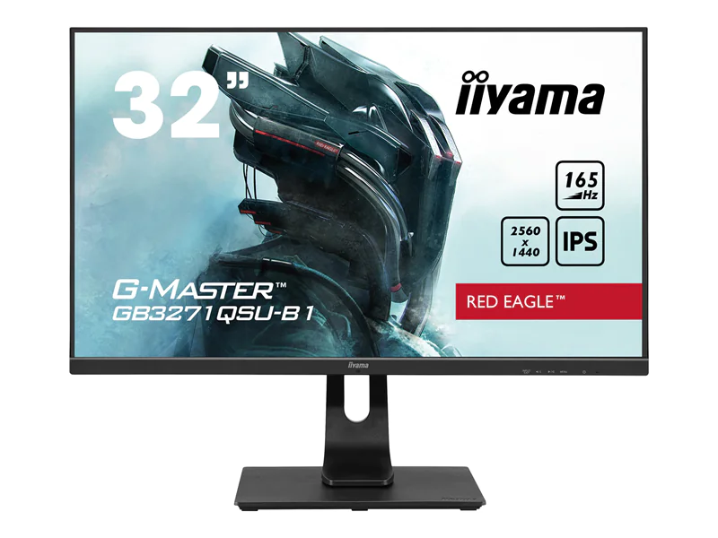 iiyama G-MASTER Red Eagle GB3271QSU-B1 - LED-Monitor - 81.3 cm (32") (31.5" sichtbar) - 2560 x 1440 WQHD @ 165 Hz - IPS - 400 cd/m² - 1200:1 - 1 ms - 2xHDMI, 2xDisplayPort - Lautsprecher - mattschwarz
