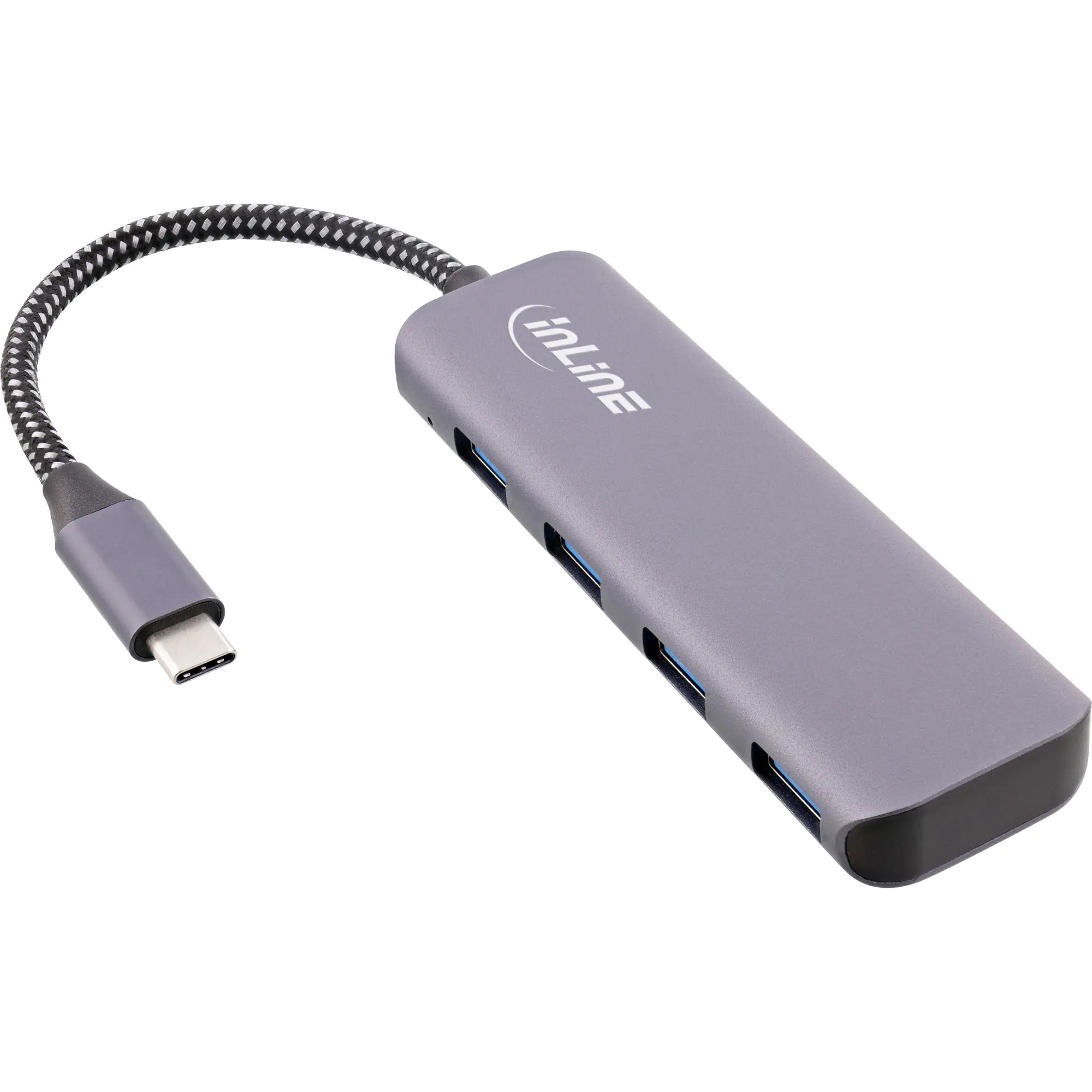 InLine - Hub - 10 Gbit/s, Metallgehäuse, USB-C auf 4x USB A - 4 x USB 3.2 Gen 2 - Desktop
