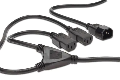 ASSMANN - Netz-Splitter - IEC 60320 C14 zu power IEC 60320 C13 - Wechselstrom 250 V - 1.7 m - geformt - Schwarz
