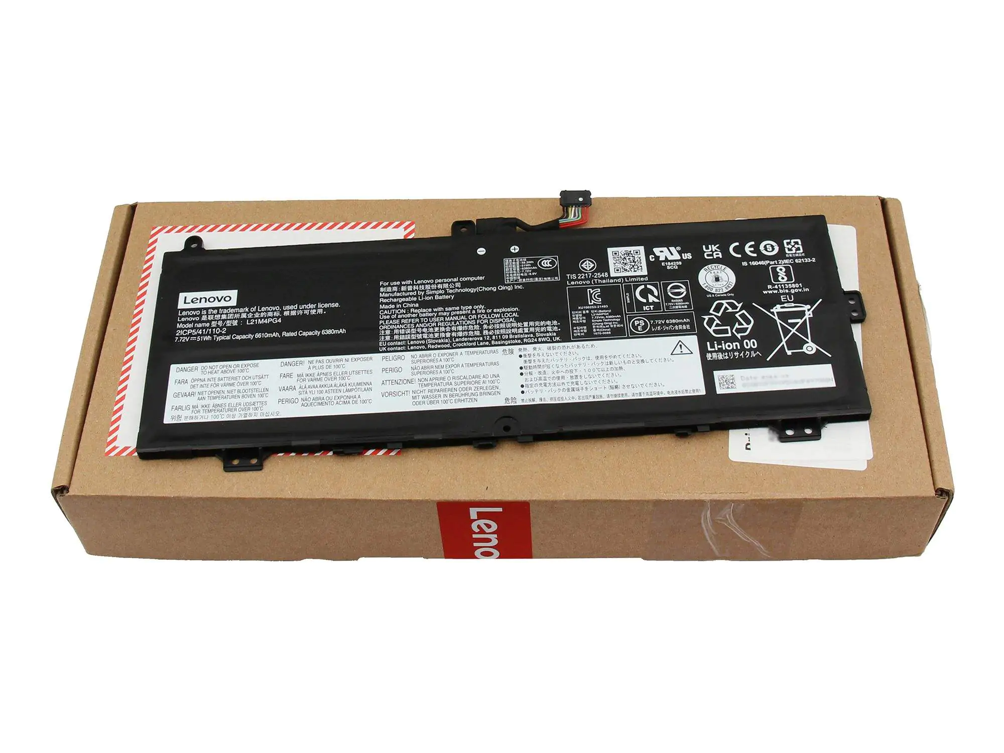 Lenovo 5B11F99196 IdeaPad Akku 51Wh 4 Zellen IP Flex 5 Chrome 14IAU7 Flex5 C... - Batterie -