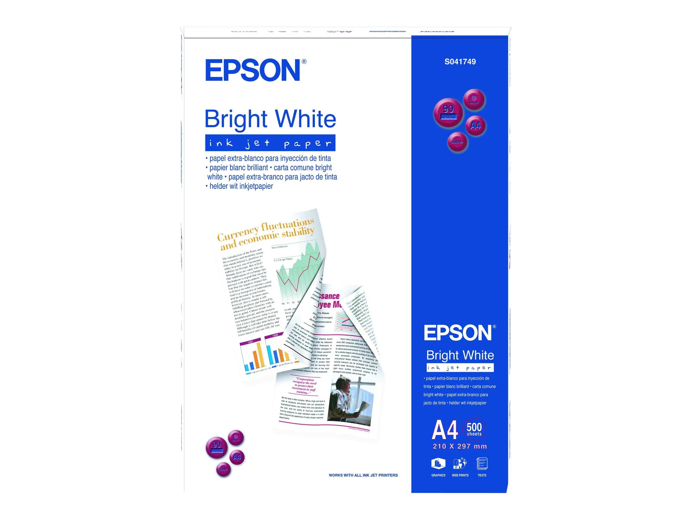 Epson Universalpapier C13S041749 DIN A4 90 g/m² für Tintenstrahldrucker 500 Blatt