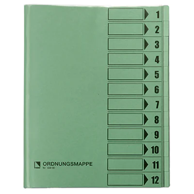 Bene Ordnungsmappe DIN A4 250g/m² Farbe: grün 12 Fächer