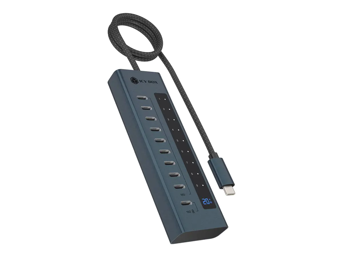 ICY BOX Hub USB-C PD20W 9xUSB-C/1xUSB-C+PD20W bis 10Gbit/s