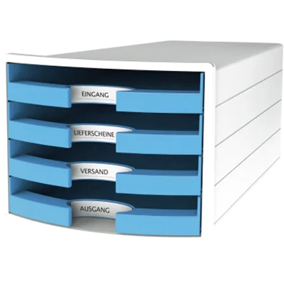 HAN Schubladenbox IMPULS 1013-54 DIN A4/C4 4Fächer offen ws/h.bl