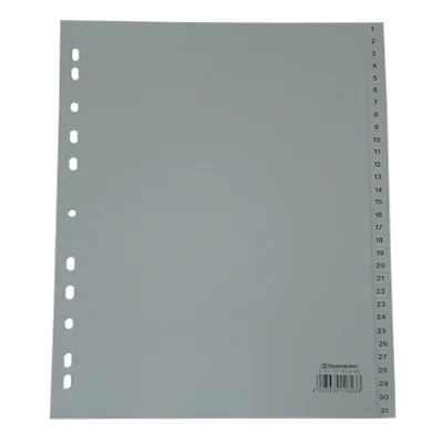 Soennecken Register 2135 DIN A4 1-31 volle Höhe Überbreite PP grau