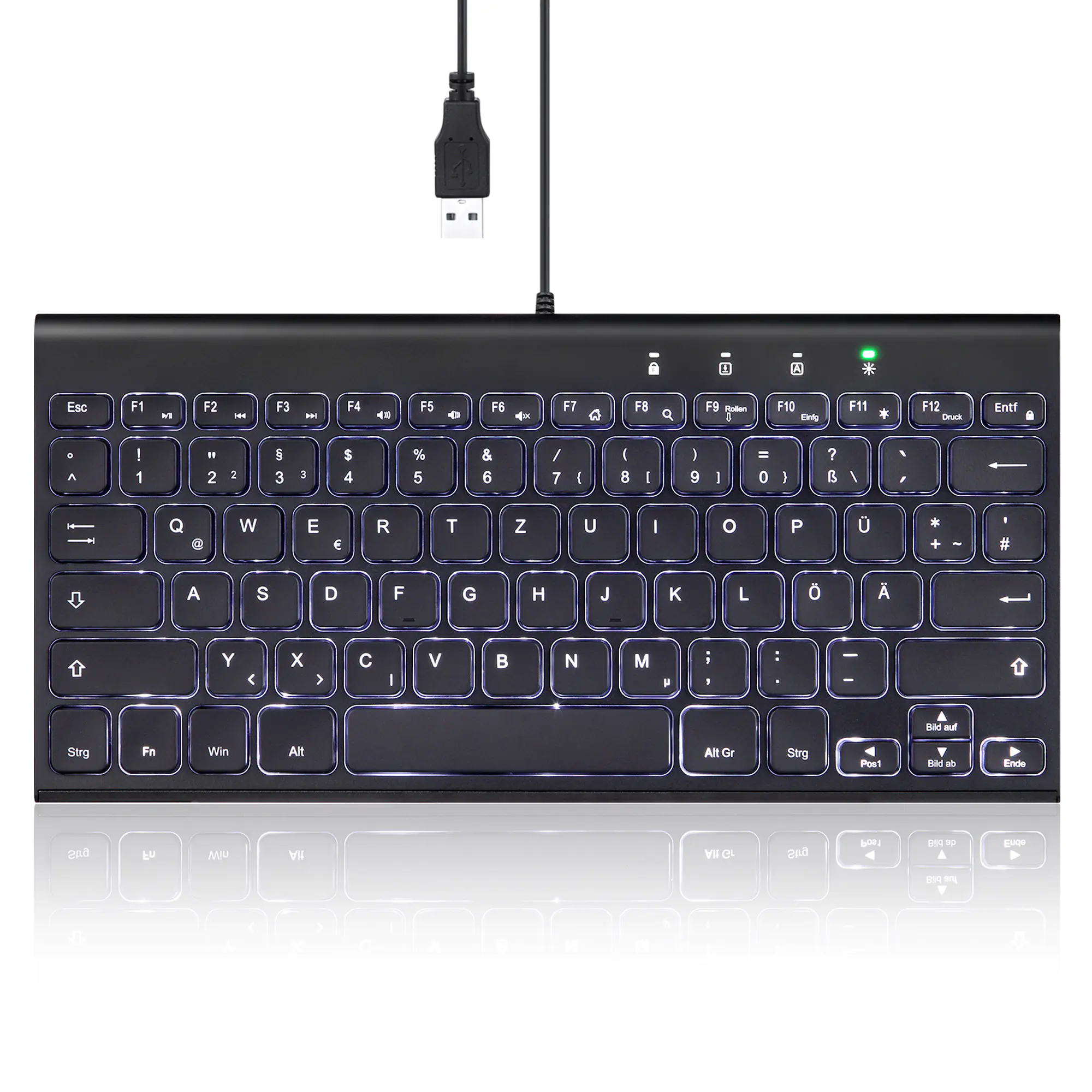 Perixx PERIBOARD-429 DE kabelgebunden USB Mini Tastatur mit Hintergrundbeleuchtung - Tastatur - T