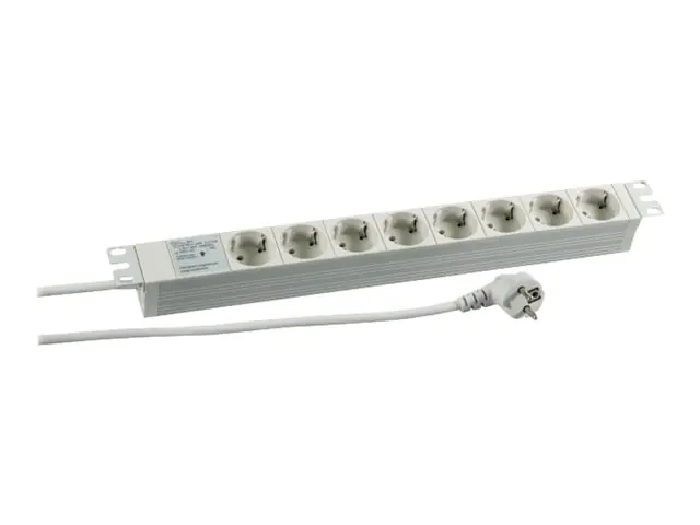Koop PROFIversal - Steckdosenleiste (Rack - einbaufähig) - Wechselstrom 250 V - Eingabe, Eingang power CEE 7/7 - Ausgangsanschlüsse: 8 (power CEE 7/3) - 1U - 48.3 cm (19") - 2 m Schnur - Grau, RAL 7035