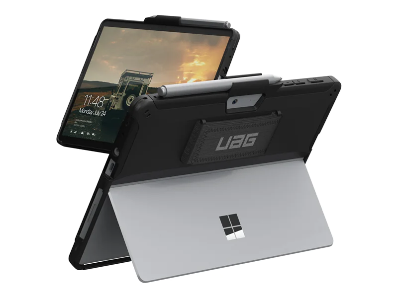 UAG Case for Microsoft Surface Go 3/Go 2/Go [10.5-inch] w/Handstrap - Scout Black - Hintere Abdeckung für Tablet - Schwarz - für Microsoft Surface Go, Go 2
