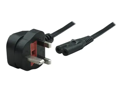 Manhattan Power Cord/Cable, UK 3-pin plug to C7 Female (figure of eight), 1.8m, 13A, Black, Lifetime Warranty, Polybag - Stromkabel - power IEC 60320 C7 zu BS 1363 (S) - Wechselstrom 300/500 V - 13 A - 1.8 m - geformt - Großbritannien