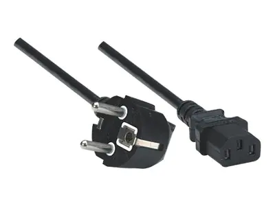 Manhattan Power Cord/Cable, Euro 2-pin plug (CEE 7/4) to C13 Female (kettle lead), 1.8m, 16A, Black, Lifetime Warranty, Polybag - Stromkabel - power CEE 7/7 (M) zu power IEC 60320 C13 - Wechselstrom 250 V - 6 A - 1.8 m - geformt - Schwarz