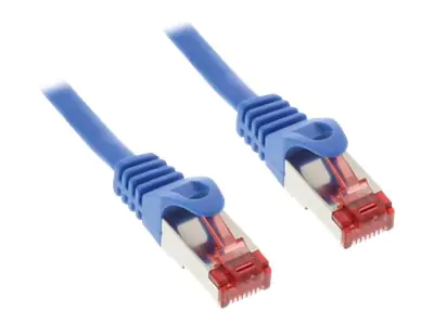 InLine - Patch-Kabel - RJ-45 (M) bis RJ-45 (M) - 25 cm - SFTP, PiMF - CAT 6 - geformt, ohne Haken - Blau