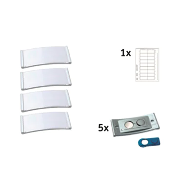 badgepoint® Namensschild polar® classic 65 x 30 mm (B x H) inkl. 1 Bogen (18 Namenskarten) Papier A4 weiß Magnet metall 5 St./Pack.
