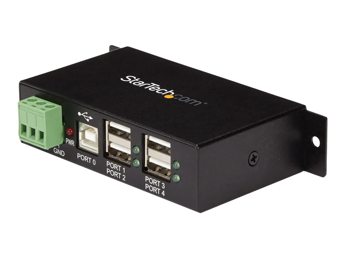 StarTech Rackmount USB 2.0 Hub - 4 Port Rugged Industrial USB 2.0 Hub - Hub - 4 x USB 2.0 - an DIN-Schiene montierbar - Gleichstrom - für P/N: ITB20D3250, MSDREADU2OTG, USB2HAB15, USB2HAB30AC, USB2HAB50AC, USB2HABM1, USB2HABM6RA