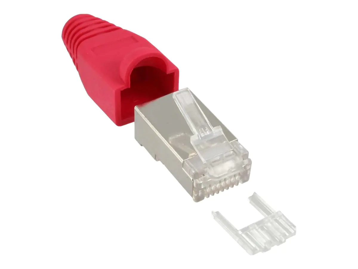 InLine - Netzwerkanschluss - RJ-45 (M) quetschen - abgeschirmt - CAT 5/5e/6 - Rot (Packung mit 10)