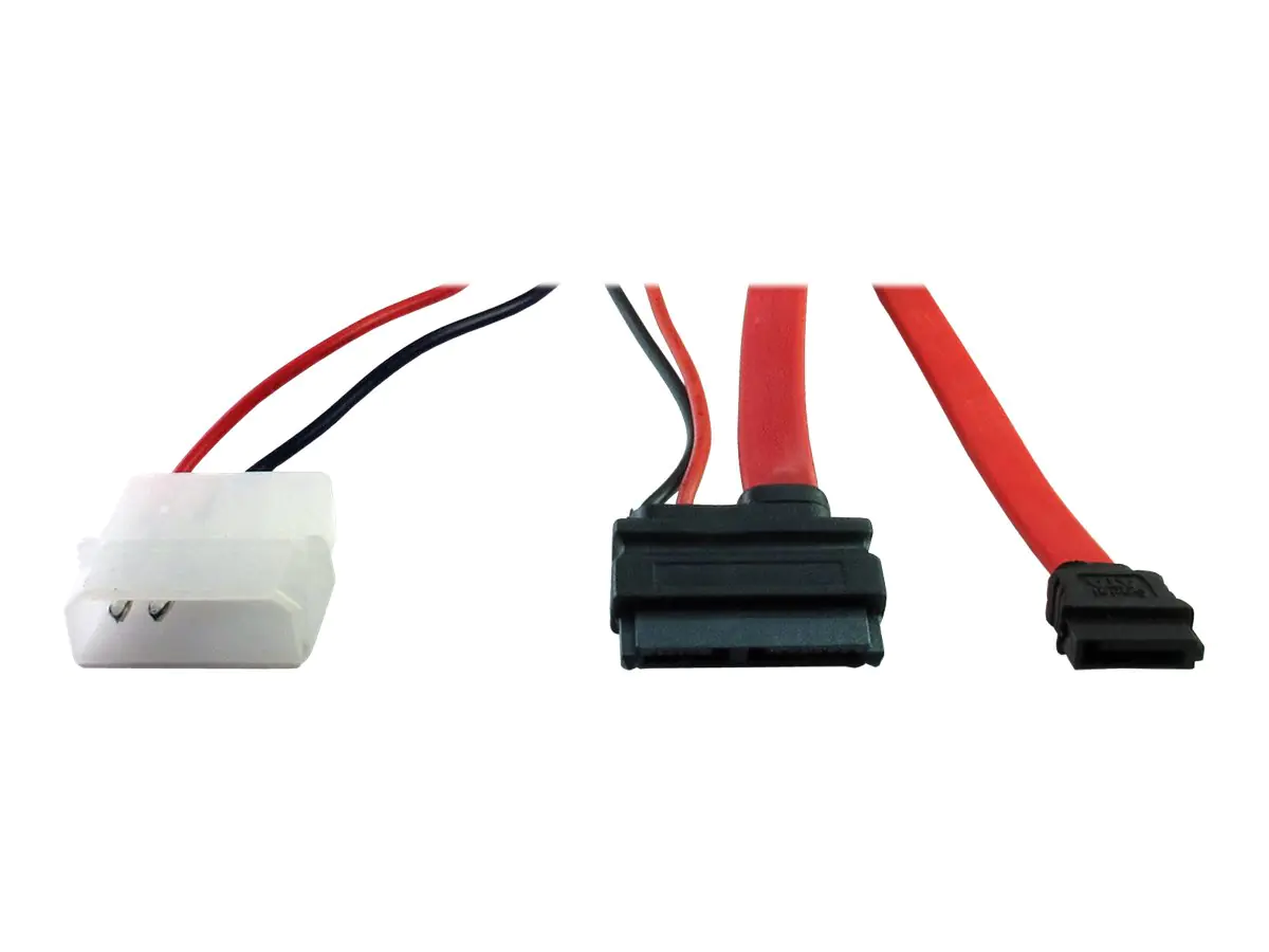 Inter-Tech - SATA-Kabel - Slimline SATA zu SATA, interne Stromversorgung, 2-polig - 30 cm - Rot