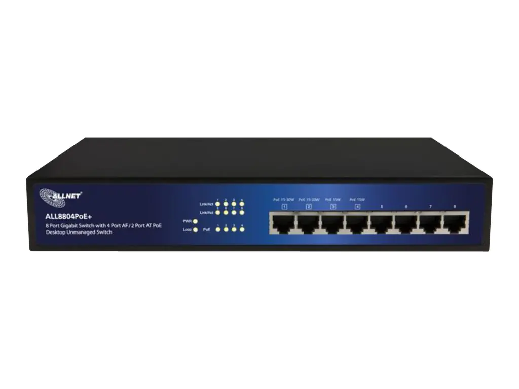 ALLNET ALL8804PoE+ - Switch - unmanaged - 4 x 10/100/1000 (PoE)