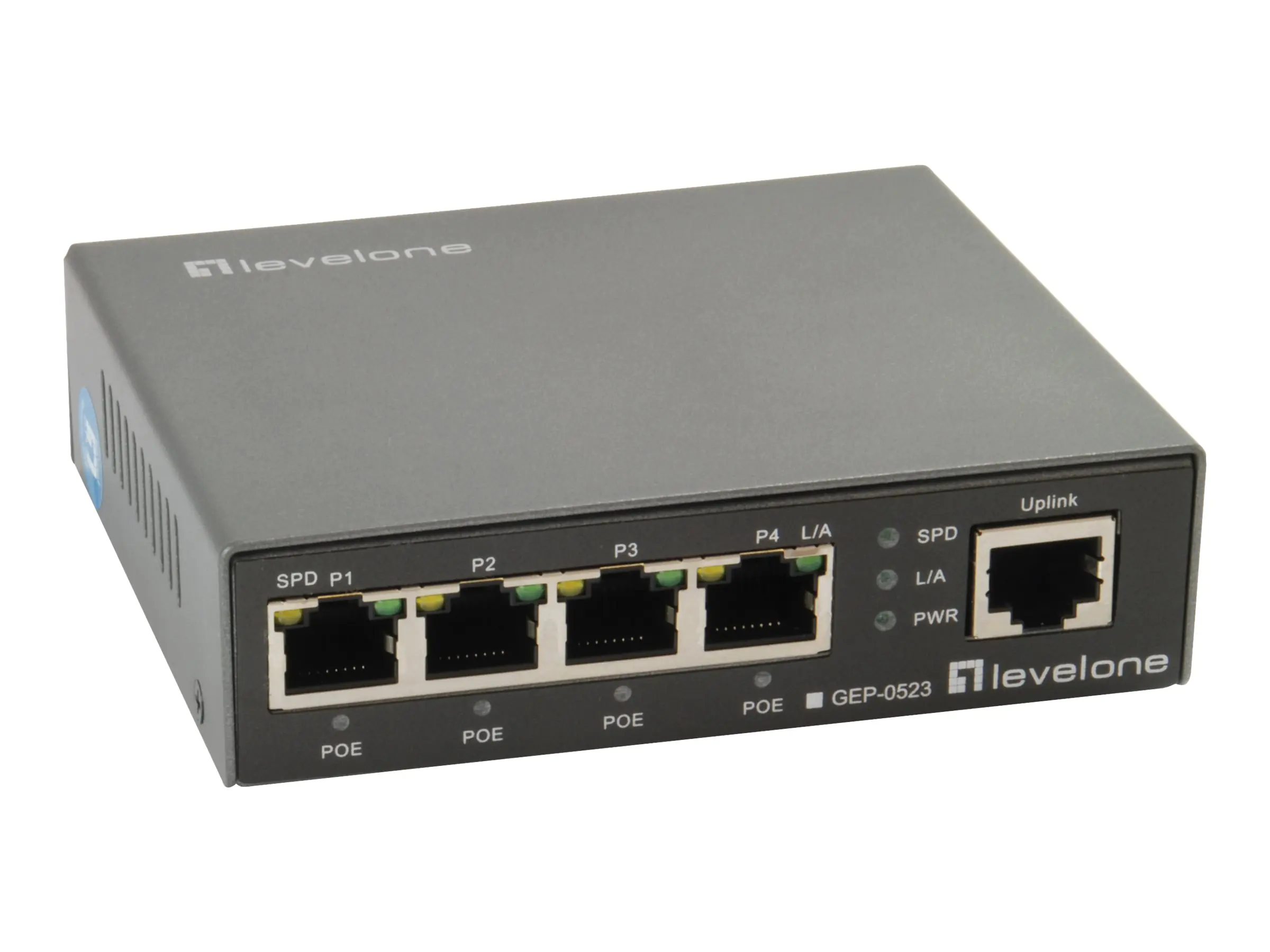 LevelOne GEP-0523 - Switch - 4 x 10/100/1000 (PoE+) + 1 x 10/100/1000 (Uplink) - Desktop - PoE+ (60 W)